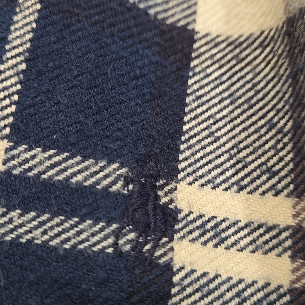 Ralph Lauren Classic Fit Brushed Cotton Navy and Cream Plaid Flannel Shirt - Picture 8 of 9
